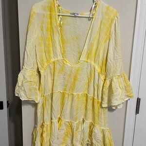 Brand new yellow tie dye cover up - blue island